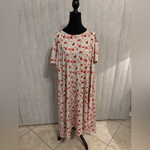 3XL Lularoe Carly Hi Low Dress Cream Red Floral